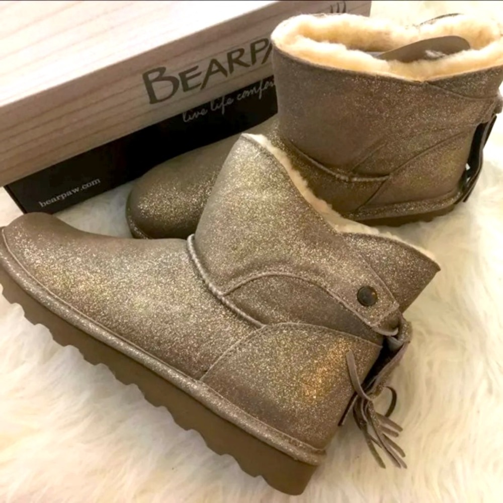 BEARPAW® Natalia Suede Tassel Boot Pewter Size 7